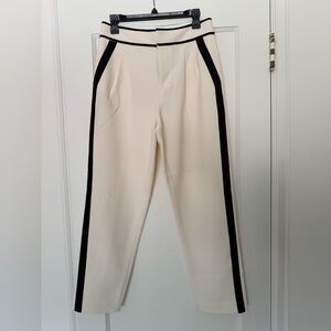 Alice + Olivia Cream Pants with Black Trim